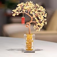 Amazon.co.jp: 招財樹 金のなる木 置物 黄水晶 シトリン 水晶